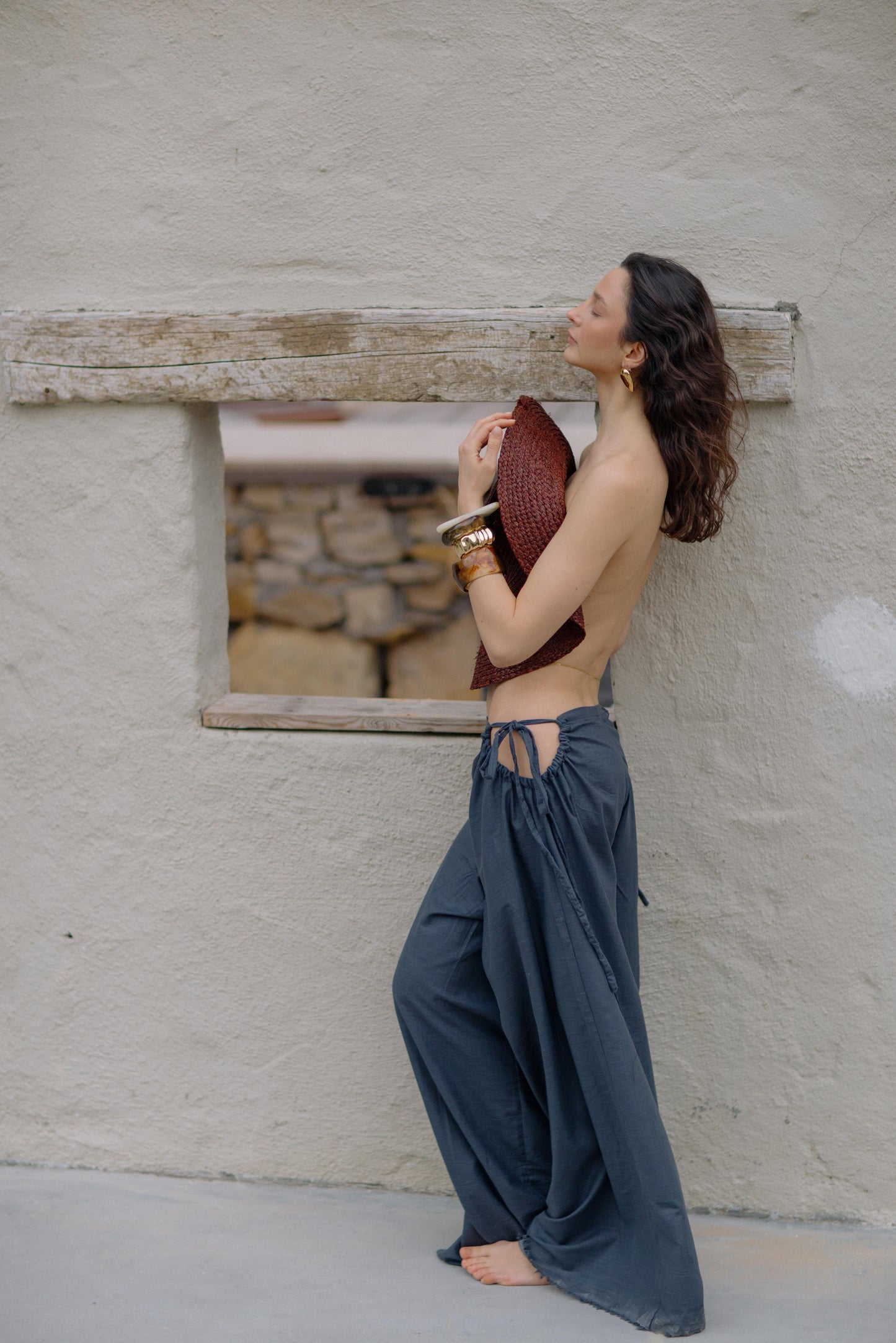 Gussy Navy Linen Trousers