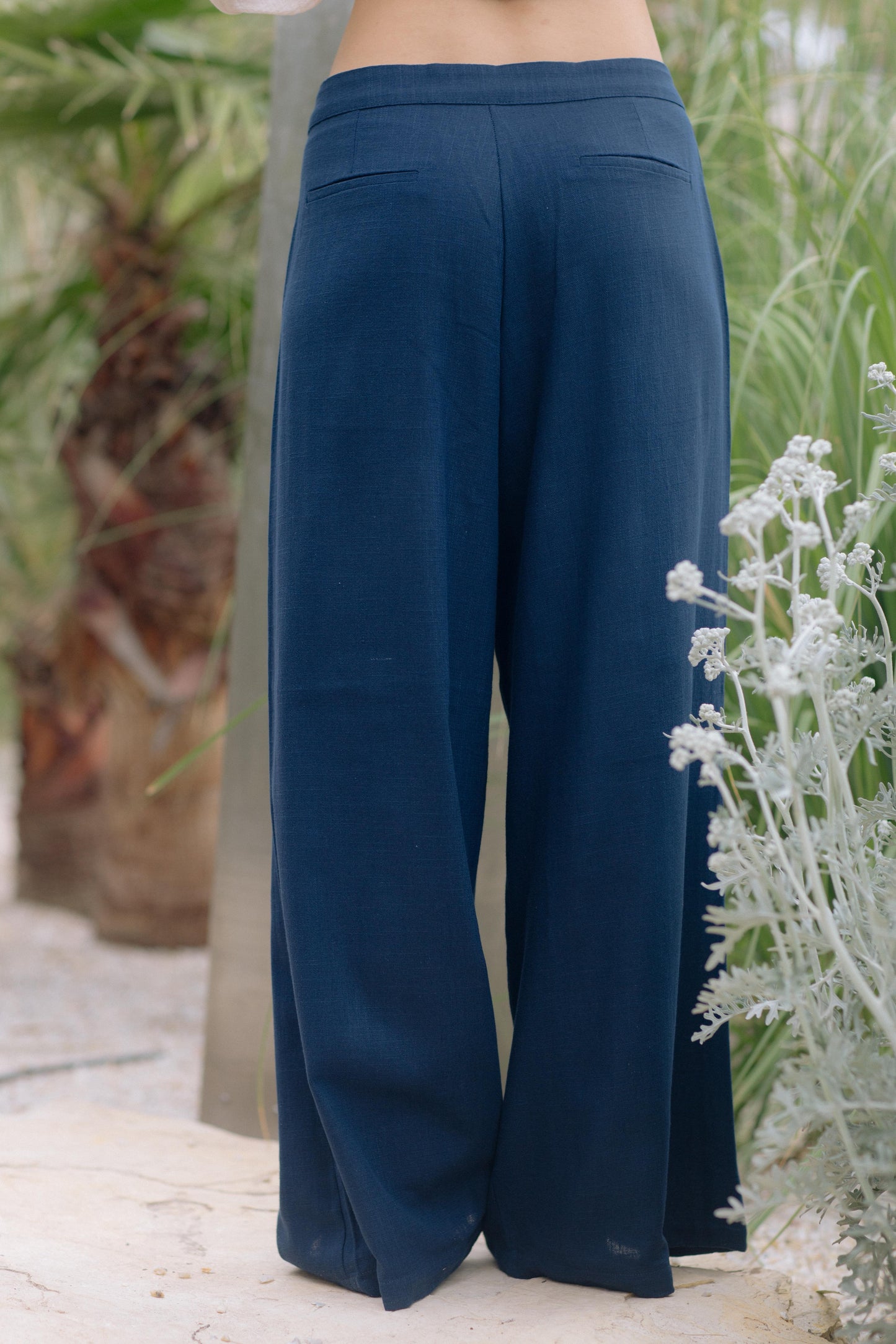 Guo Navy Linen Trousers