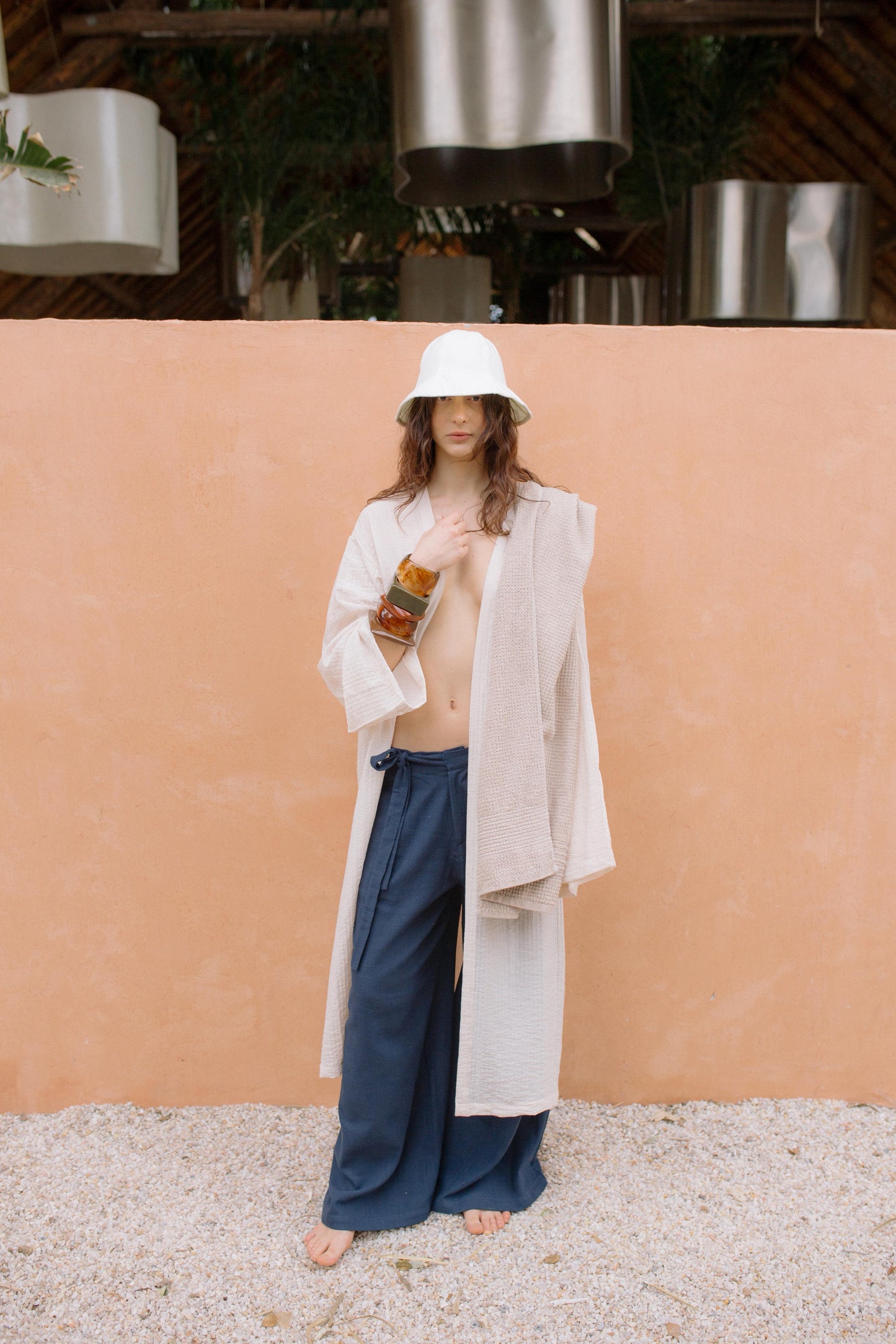 Guo Navy Linen Trousers